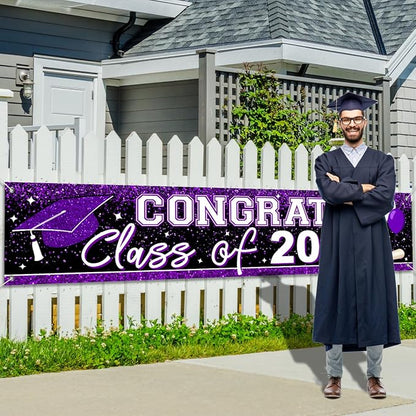 Graduation Decorations 2026 Yard Sign Large Class of 2026 Banner Purple | - Image 2