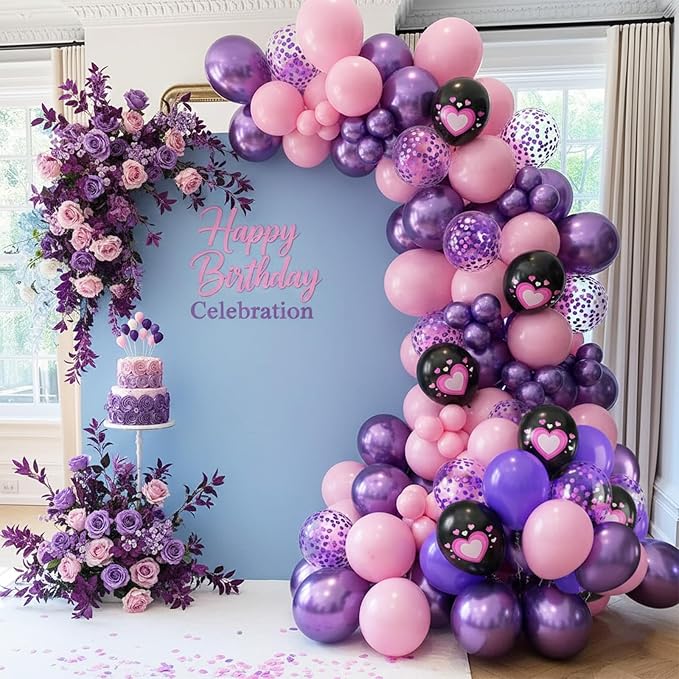 Pink Purple Black Balloons - Image 5
