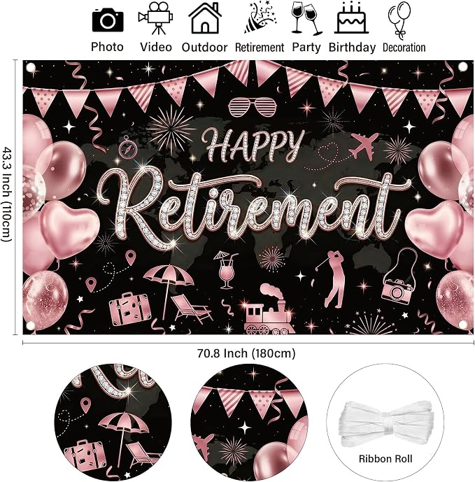 Happy Retirement Backdrop for Women - Image 3