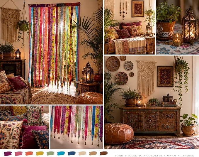 Mango Gifts Old Silk Sari Ribbon Doorway Curtain Hippie Bohemian Room Divider - Image 4