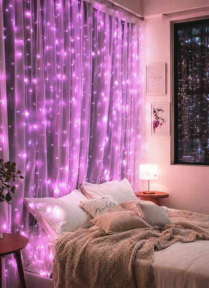 Brightown 300 LED Pink Fairy Curtain Lights, 9.8ft x 9.8ft String Lights | USB - Image 4