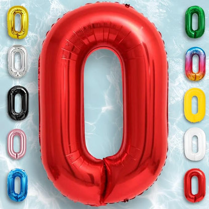 Red Number Balloon 0 Mylar Foil Balloons 40 inch - Image 5