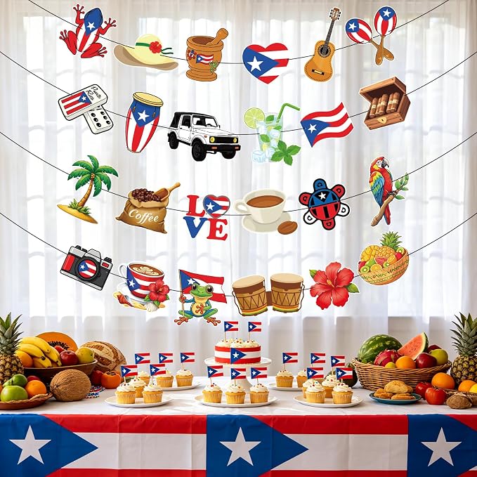 Puerto Rico Party Decorations Banner Garland, Puerto Rican Birthday Decorations - Image 4