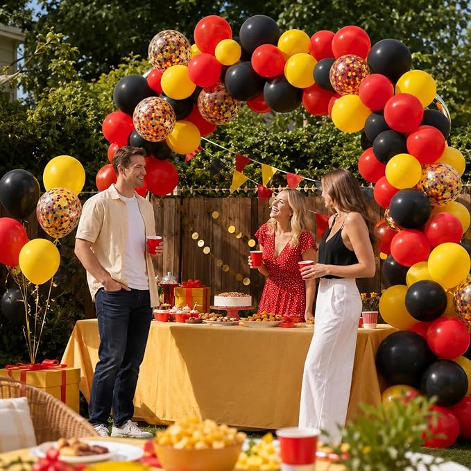Red Yellow Black Balloons, 12 Inch Yellow Red Black Latex Balloons - Image 8