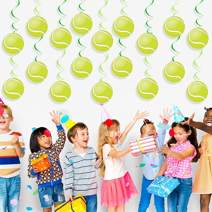 60pcs Tennis Party Foil Swirl Decorations Tennis Ball Ceiling Hanging Banners - Image 6
