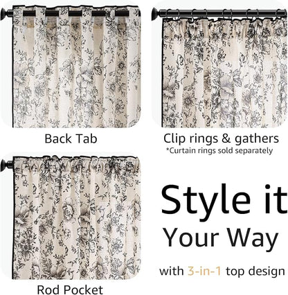 jinchan Floral Linen Curtains - Image 5