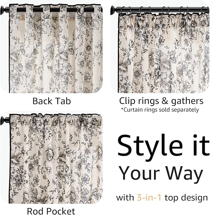 jinchan Floral Linen Curtains - Image 5