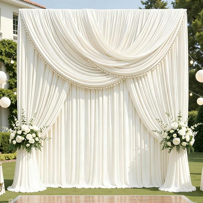 12ft x 10ft Ivory Backdrop Curtains - Image 3
