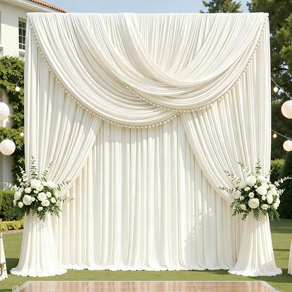 12ft x 10ft Ivory Backdrop Curtains - Image 3