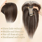NAYOO Hair Toppers for Women Real Human Hair, 360° Cover Clips in Full Fringe Fake Bangs Hair Pieces for Women Girls Daily Wear(Dark Brown)