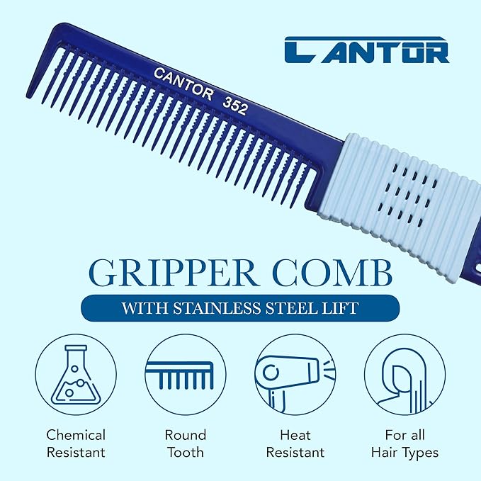 Lift Teasing Comb and Hair Pick - Stainless Steel Detangler Gripper - Anti Static Comb for All Hair Types - By Cantor