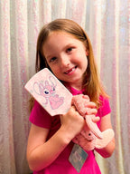 LUV HER Kids Disney Hair Brush & Spa Headband Set for Girls - Features Angel from Lilo and Stitch - Fun Grooming Kit for Detangling Styling - Soft & Stretchy One Size, Ages 3+