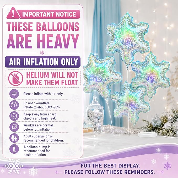 Iridescent Snowflake Balloons, New Year, Birthday and Baby Shower Decorations - Image 11