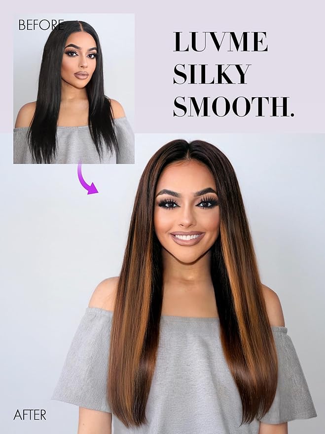 LUVME Clip in Hair Extensions, 135g 20 Inch 7pcs #4/27 Human Hair Extensions Thick on Extensions Real Human Hair Clip on Double Weft Remy Hair