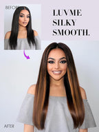 LUVME Clip in Hair Extensions Real Human Hair, Remy Human Hair Extensions Clip ins for Women, #4/27 Extensions, 18inch 135g 9Pcs Silky Straight Hair
