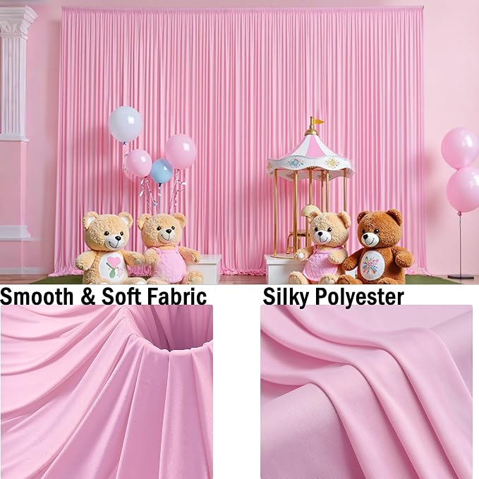 12ft x 10ft Pink Backdrop Curtains - Image 4