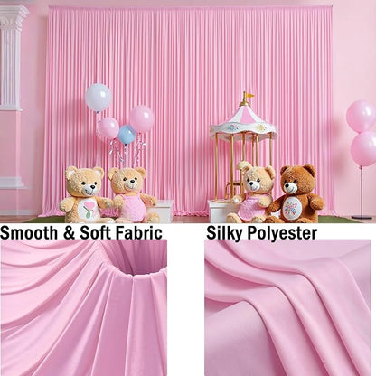 50ft x 12ft Wrinkle Free Pink Backdrop Curtains - Image 4
