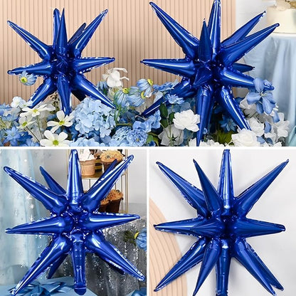 9Pcs Navy Blue Star Balloons, Large Explosion Star Foil Balloons, Metallic Blue - Image 4