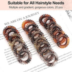 JessLab Spiral Hair Ties, 20 Pcs Traceless Phone Cord Hair Ties No Crease Spiral Bracelet Plastic Coil Ponytail Holders No-Damage Headband Hair Accessory for Girls Women Ladies Gift (Amber)