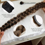 2PC Braided Headband with Tooth – Wide Faux Hair Braid Wig Hairband, Messy Fishbone & Geflochten Haarband Shape – for Women Fashion Accessories for Oktoberfest, Wedding, Parties, Comb Fit(Light Brown)