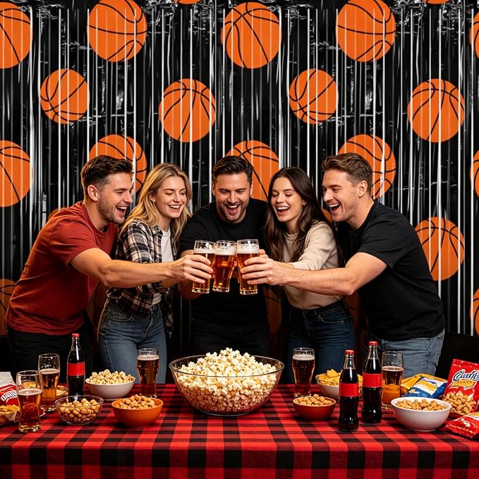 2 Packs Basketball Foil Fringe Curtain, Baby Shower, Game Day, Team Celebrations - Image 3
