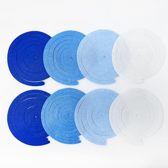 36 Pcs Blue Hanging Swirl Decorations Ombre Royal Blue White Felt Swirl - Image 3