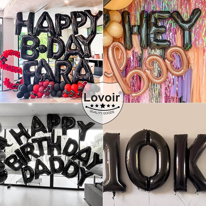 Lovoir 40 Inch Large Black Letter D Balloons Big Size Jumbo Mylar Foil Helium - Image 7
