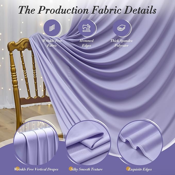 30 ft x 10 ft Wrinkle Free Lavender Backdrop Curtain - Image 6