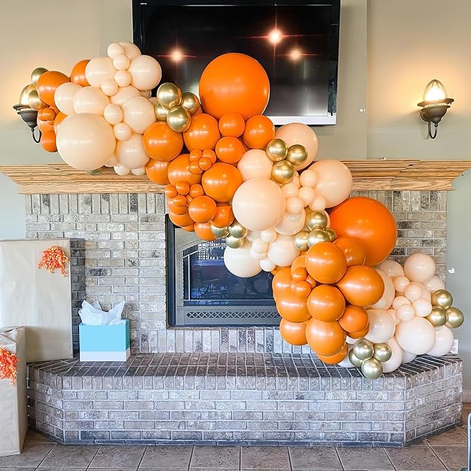Fall Balloons, 12 Inch Orange and Sand Gold Balloons - Image 6