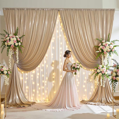 gogoparti 20x10FT Champagne Gold Sequin Backdrop Curtain - Image 5