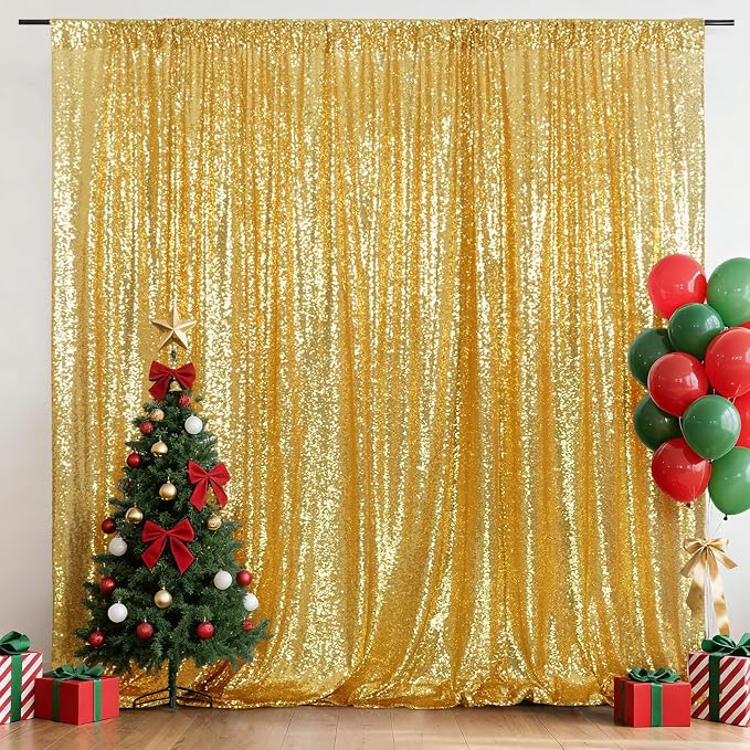 Eternal Beauty Gold 3mm Sequin Backdrop 8x8 Ft - Image 2