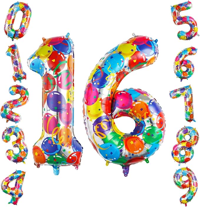 40 Inch Number 16 Balloon Set Large Foil Balloons by TNCDJKPA