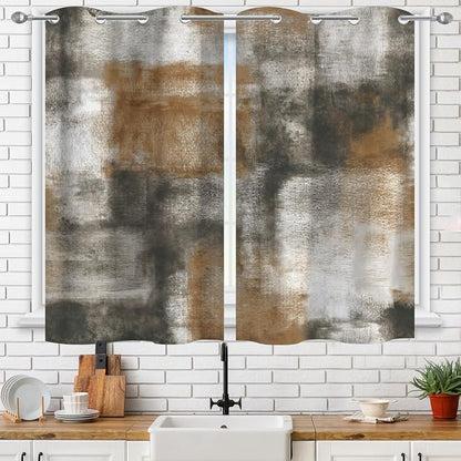 Asuexpect Abstract Kitchen Curtains 2 Panels Abstract Rust Curtain Room - Image 3