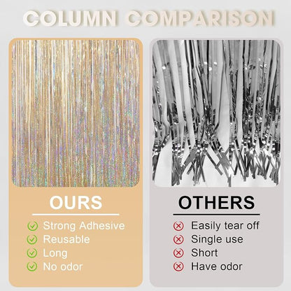 Voircoloria Champagne Foil Fringe Backdrop Curtains, Birthday Party Decorations - Image 4