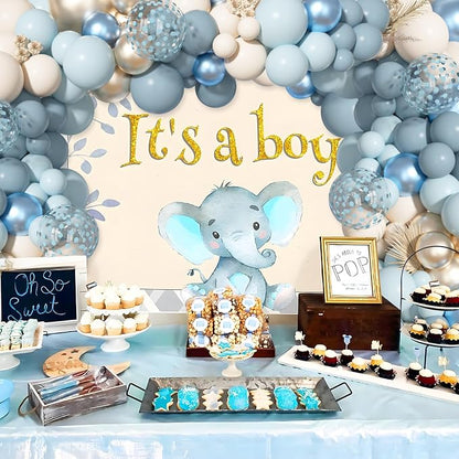 156Pcs Dusty Blue Balloons Arch Garland Kit Different Size | Dusty Baby Pastel - Image 3