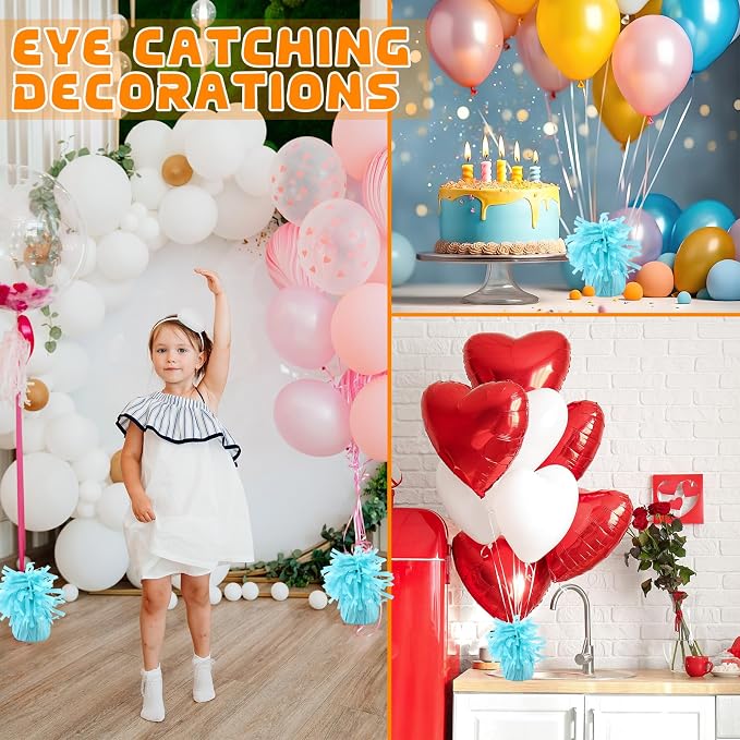 8 Pcs Baby Blue Metallic Balloon Weights Holder Anchors Balloon Holder Weights - Image 4