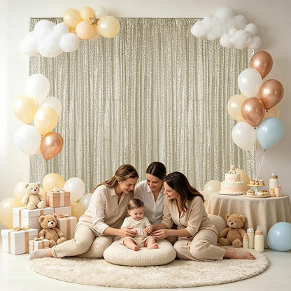 Hahuho Champagne Sequin Backdrop Curtain, Party Decoration（6 Panels, 2FT x 8FT - Image 4