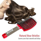 Detangling Brush Boar Bristles Set KTKUDY Hair Brush Curved and Vented Detangler Brush for Women Men Kids Wet and Dry Hair (Red&White)