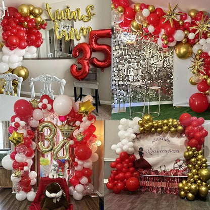 110pcs Red and White Balloons Garland Arch Kit, 18/12/10/5 Inch Balloons | - Image 6
