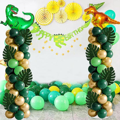 2 Sets Dinosaur Balloon Column Stand Kits Adjustable Green Gold Balloons Column - Image 2