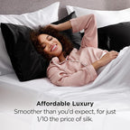 Bedsure Satin Pillowcase 2 Pack Similar to Silk Pillow Cases Standard Size, Pillow Case for Sleeping Women with Envelope Closure, Gifts for Women Men, Black, 20x26 Inches, 2pcs