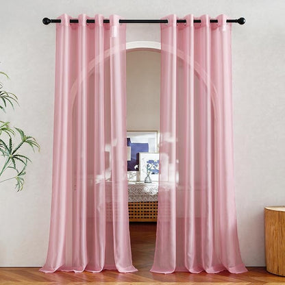 NICETOWN Voile Sheer Pink Curtains 90 inches Long by NICETOWN