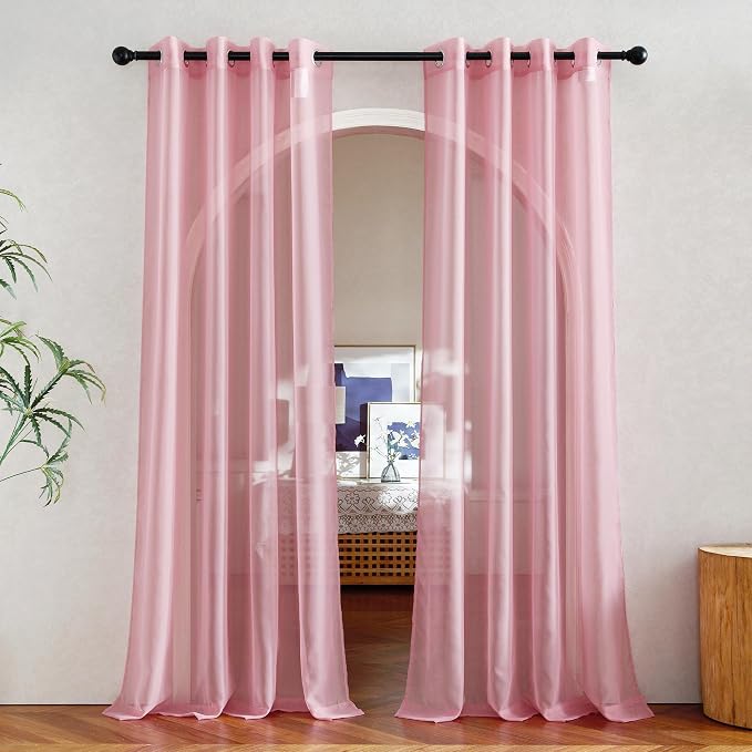 NICETOWN Pink Sheer Curtains 2 Panels by NICETOWN