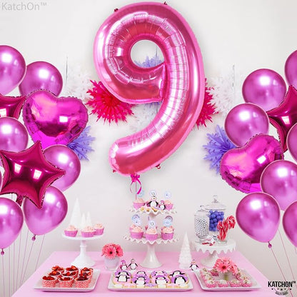 KatchOn, Giant Hot Pink Number 9 Balloon- 40 Inch, 9th Birthday Decorations | - Image 7