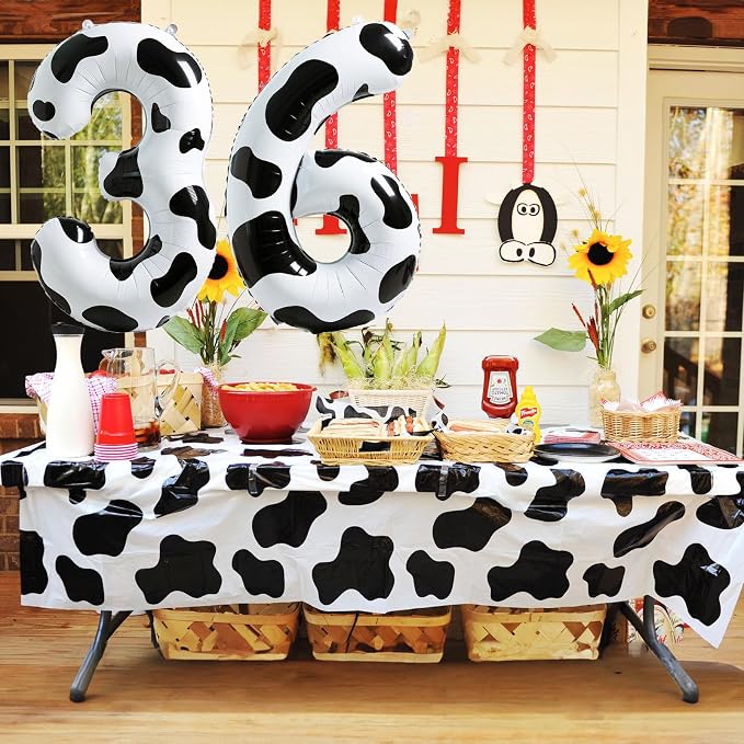 Cow Print Number Balloons for Kids, 40 Inch Foil Helium 0-9 Set Balloons - Image 6