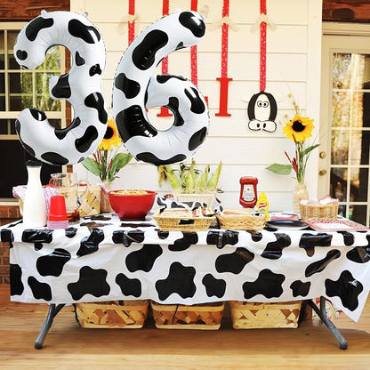 Cow Print Number Balloons for Kids, 40 Inch Foil Helium 0-9 Set Balloons - Image 6