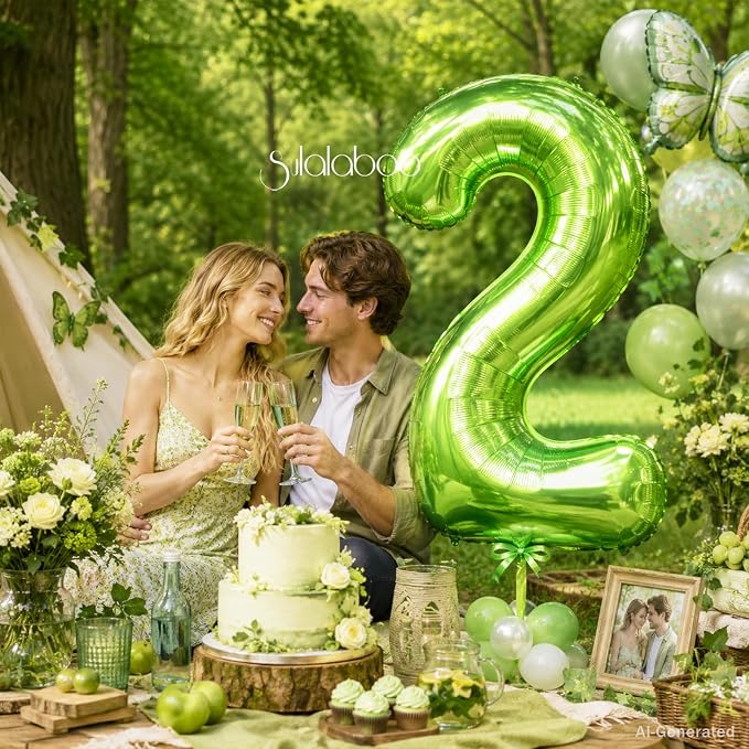 40 Inch Green Number 2 Balloon Lime Big Large Helium Number 0-9 | Giant Digital - Image 2