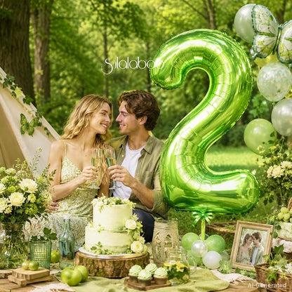 40 Inch Green Number 2 Balloon Lime Big Large Helium Number 0-9 | Giant Digital - Image 2