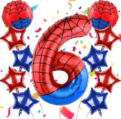 40 Inch Spider Theme Number Balloon, Number Block Foil Number 6 Balloons Large by AXBMM