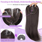 Black Synthetic Hair Toppers for Women with Thinning 3D 360° Cover Clip in Wispy Bangs Upgraded Adjustable Bandage 24 Inch Long Layered